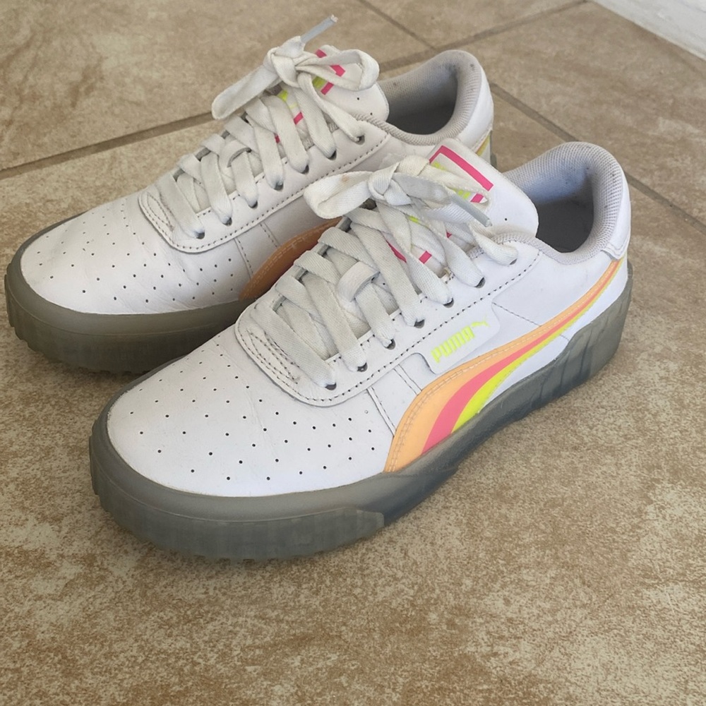 Puma Rainbow White with Rainbow Stripe Sneakers